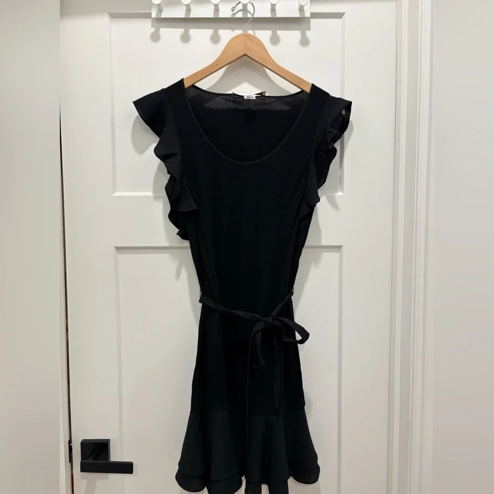 French Connection Black Ruffle Mini Dress - Picture 2 of 4